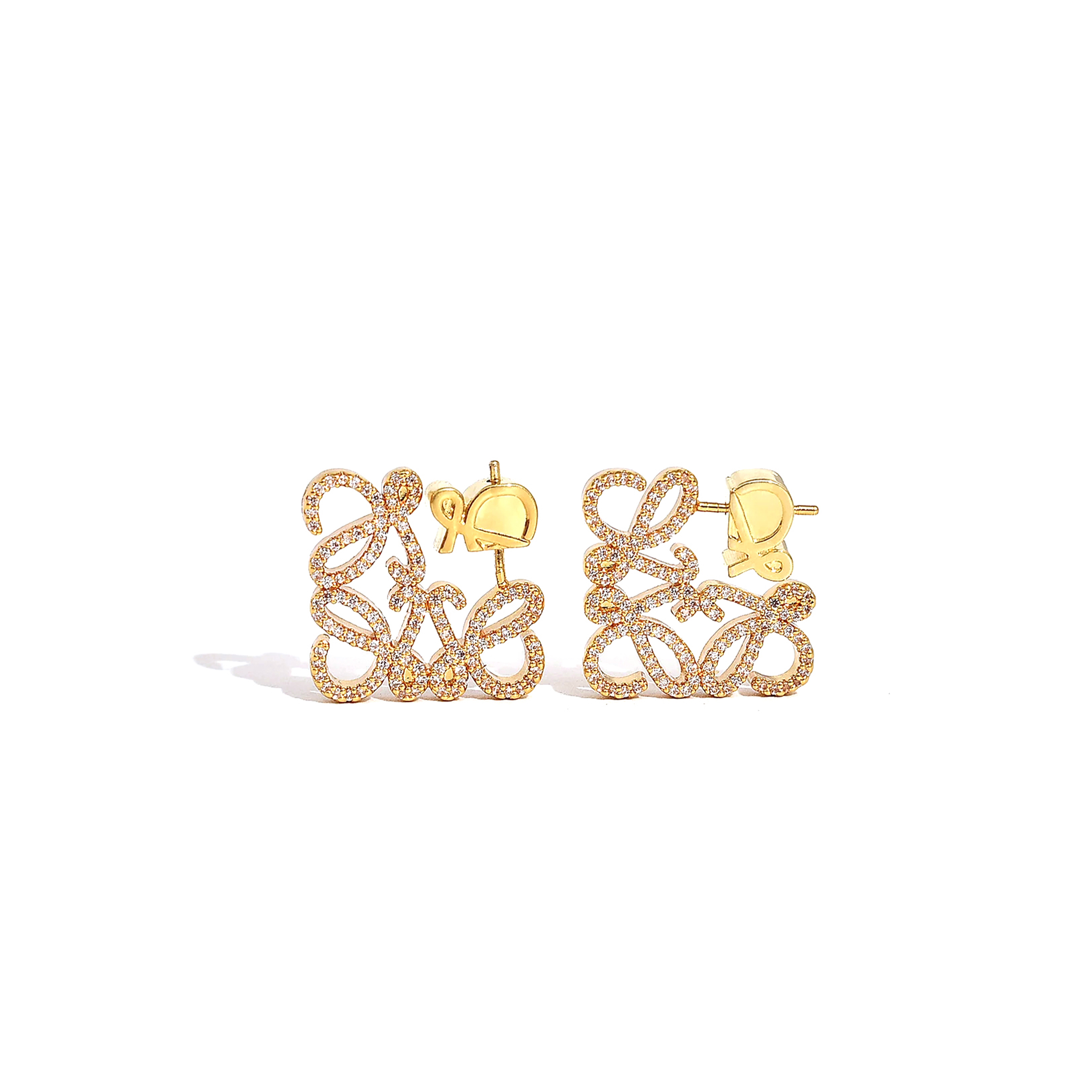 LOEWE FULLY BEJEWELED HOLLOW LUXE STUD EARRINGS 